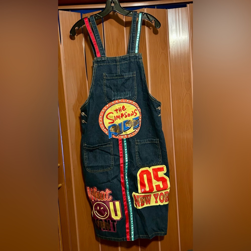 Stella Marina Collezione The Simpsons Denim overall dress NEW